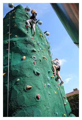 Climbing wall fun for children at camp